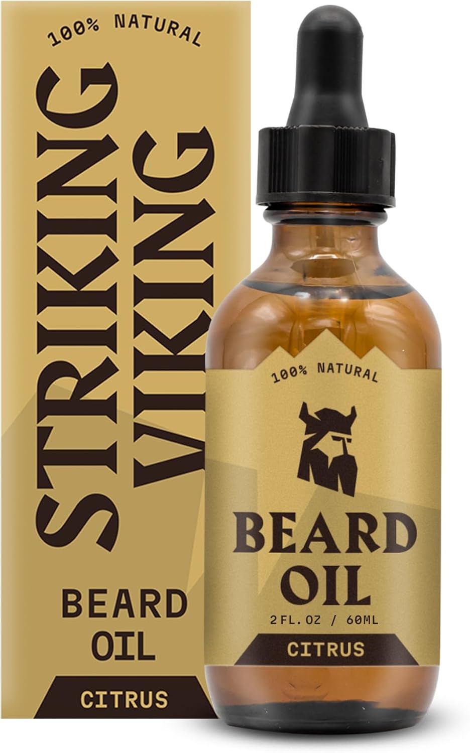 Striking Viking Citrus Beard Oil for Men - 2 Fl Oz - Moisturizing & Softening Formula - Supports Fuller Beard Growth - Soothing Tea Tree & Jojoba Oil Infusion