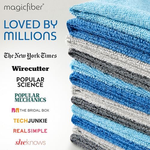 MagicFiber Microfiber Cleaning Cloth - Higher Quality, Larger Size - Micro Fiber Cloth for Cleaning Rags, Dust Cloths, Kitchen Dish Towels (12 Pack, 13”x11”)