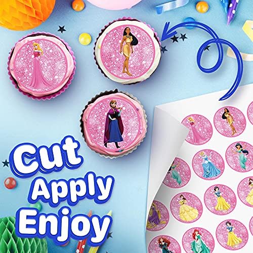 30 x Edible Cupcake Toppers Themed of Princess Collection of Edible Cake Decorations | Uncut Edible on Wafer Sheet