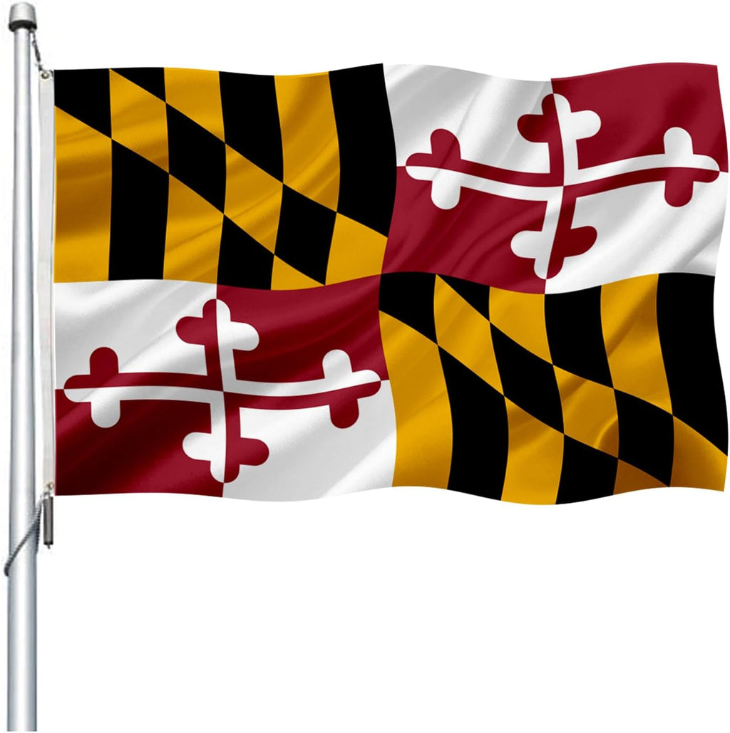 Maryland Flag Double Sided 3x5 Outdoor- Heavy Duty MD Maryland State Flags Banner Gifts Decorations with 2 Brass Grommets 4 Rows Stitched