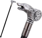 Silver Resin Wolf Head Walking Cane Fashion Decorative Steel Stick Gentleman Elegant Cosplay Cane Knob Crosier 92cm