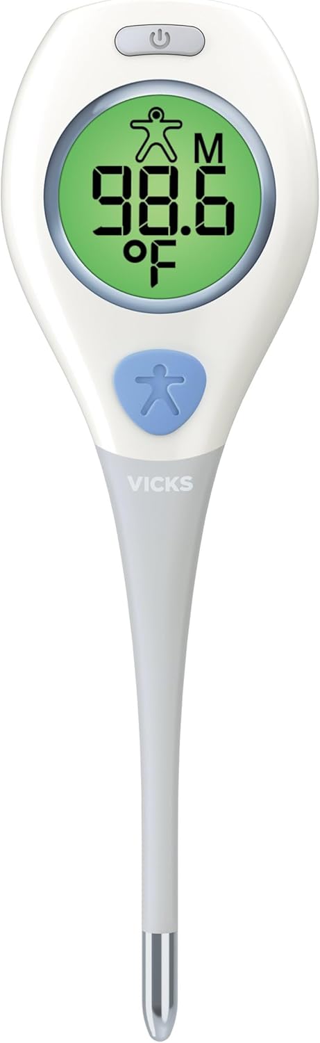 Vicks RapidRead Digital Thermometer, Temperature Readings in 2 Seconds, Use as Oral Thermometer, Baby Rectal Thermometer or Under the Arm, Water Resistant