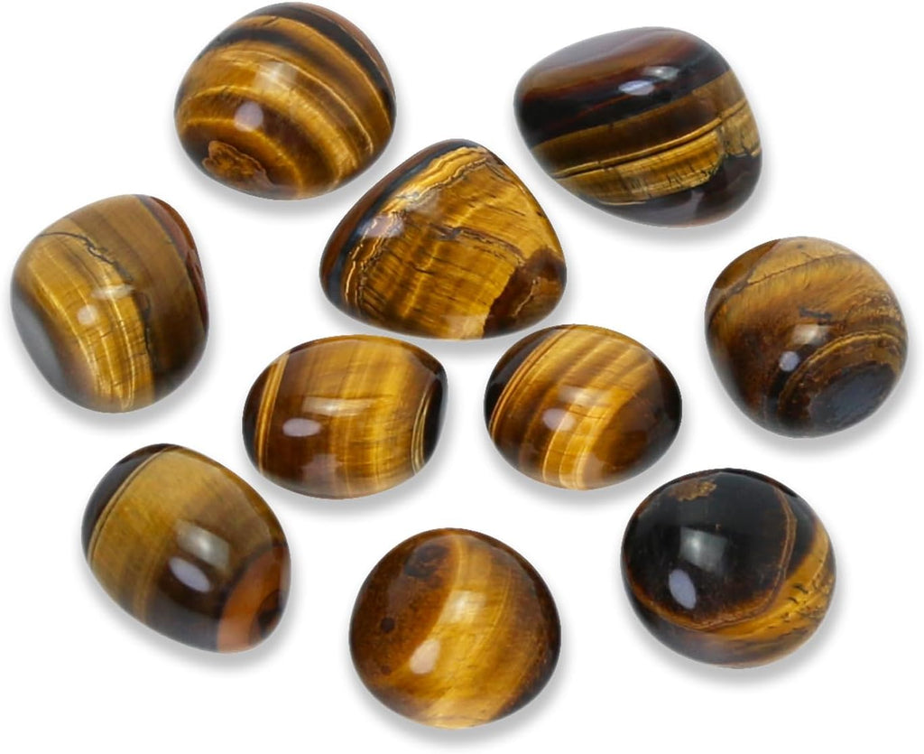 Tumbled Polished Natural Tiger's Eye Stones for Tumbling, Cabbing, Fountain Rocks, Decoration, Polishing, Wire Wrapping, Wicca & Reiki Healing Crystals(10 Pcs)