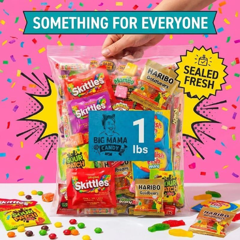 Mix Candy Variety Pack 1 lbs - Bulk Candy Individually Wrapped - Assorted Candies for Easter, Goodie Bags & Pinata Stuffers - Gummy & Sour Candies Bulk - Big Bag for Kids