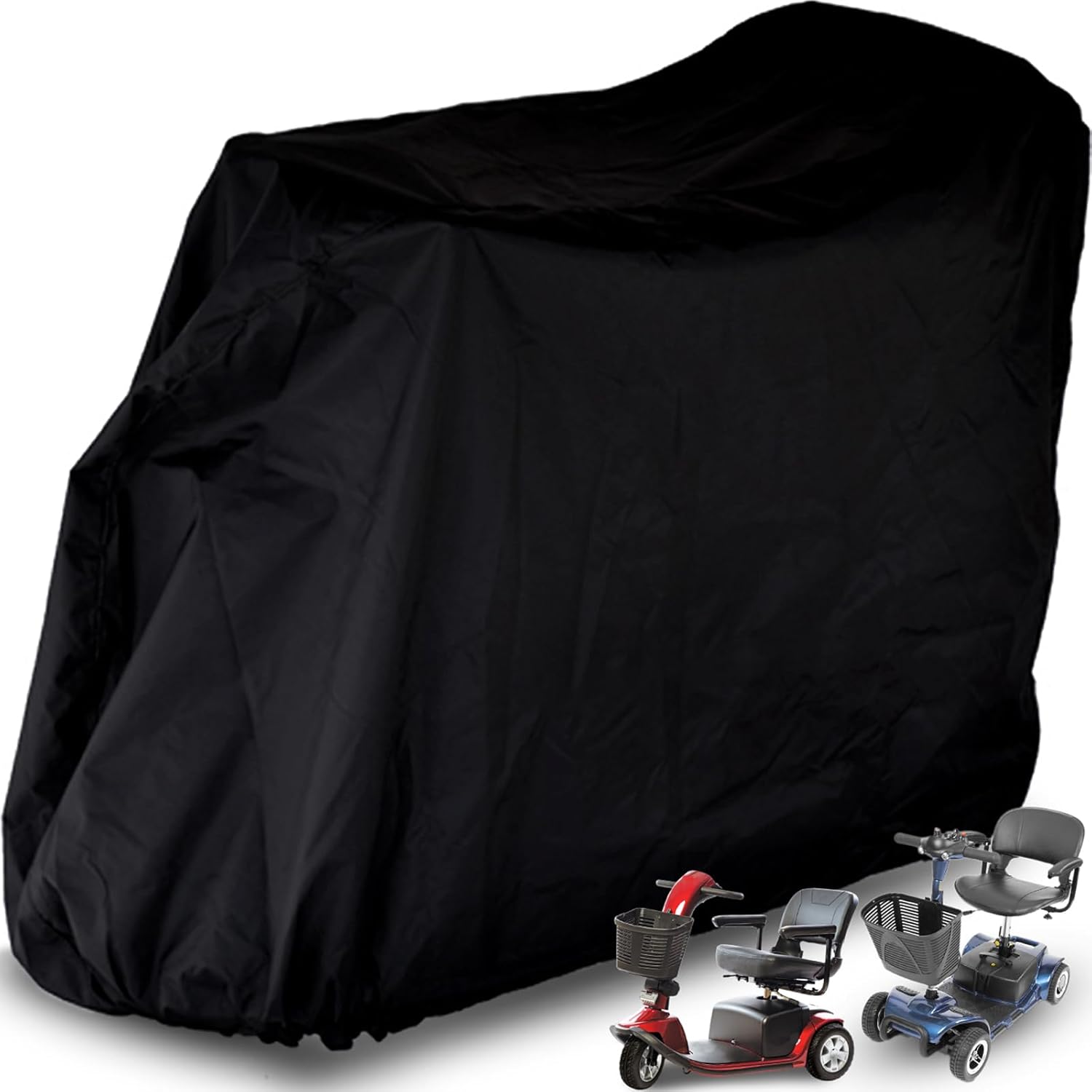 Valchoose 48"L x 22"W x 38"H Upgraded Mobility Scooter Storage Cover, 420D Oxford Fabric Scooter Weather Cover, with Waterproof Strip, Water Resistant, Anti-UV, Heavy Duty, Storage Bag (Black)