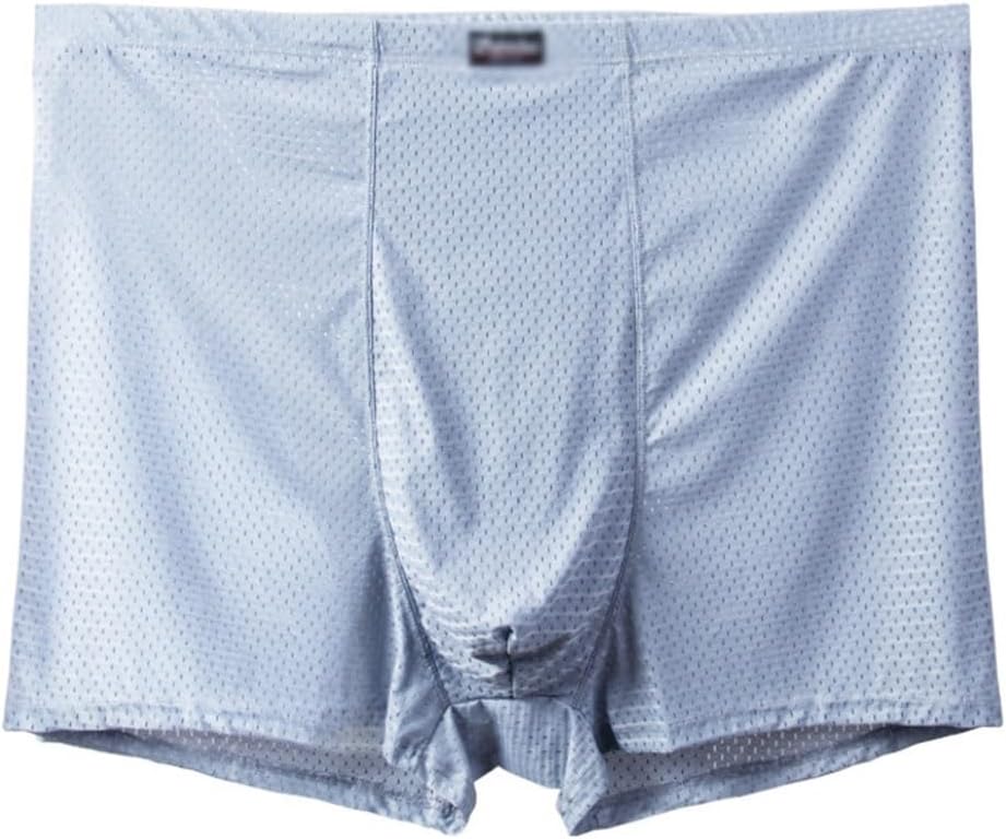 ElzEy 3 Packs Men's Boxer Briefs, Ice Silk Soft Underwear, Oversized Inner Pants Plus Size Boxershorts, 2XL-13XL (Color : Light gray, Size : 11X-Large)