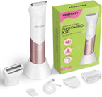 PRITECH Bikini Trimmer for Women, 2-in-1 Rechargeable Electric Razors for Women, Waterproof Bikini Shaver for Pubic Hair, Legs, Arms, Underarms, Electric Trimmer with Ceramic Blades, Travel Lock