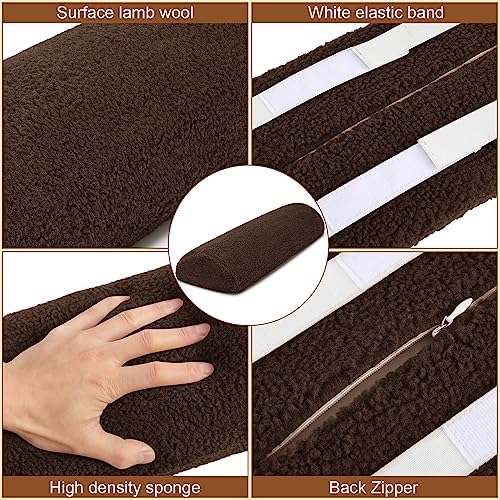 Sintuff Recliner Leg Rest Cushion Sofa Footrest Pillow with Cover Half Moon Bolster Pillow Under Knee Pillow for Sleeping On Back Alleviating Pain, 19.7 x 8 x 3.5 Inch (Coffee)