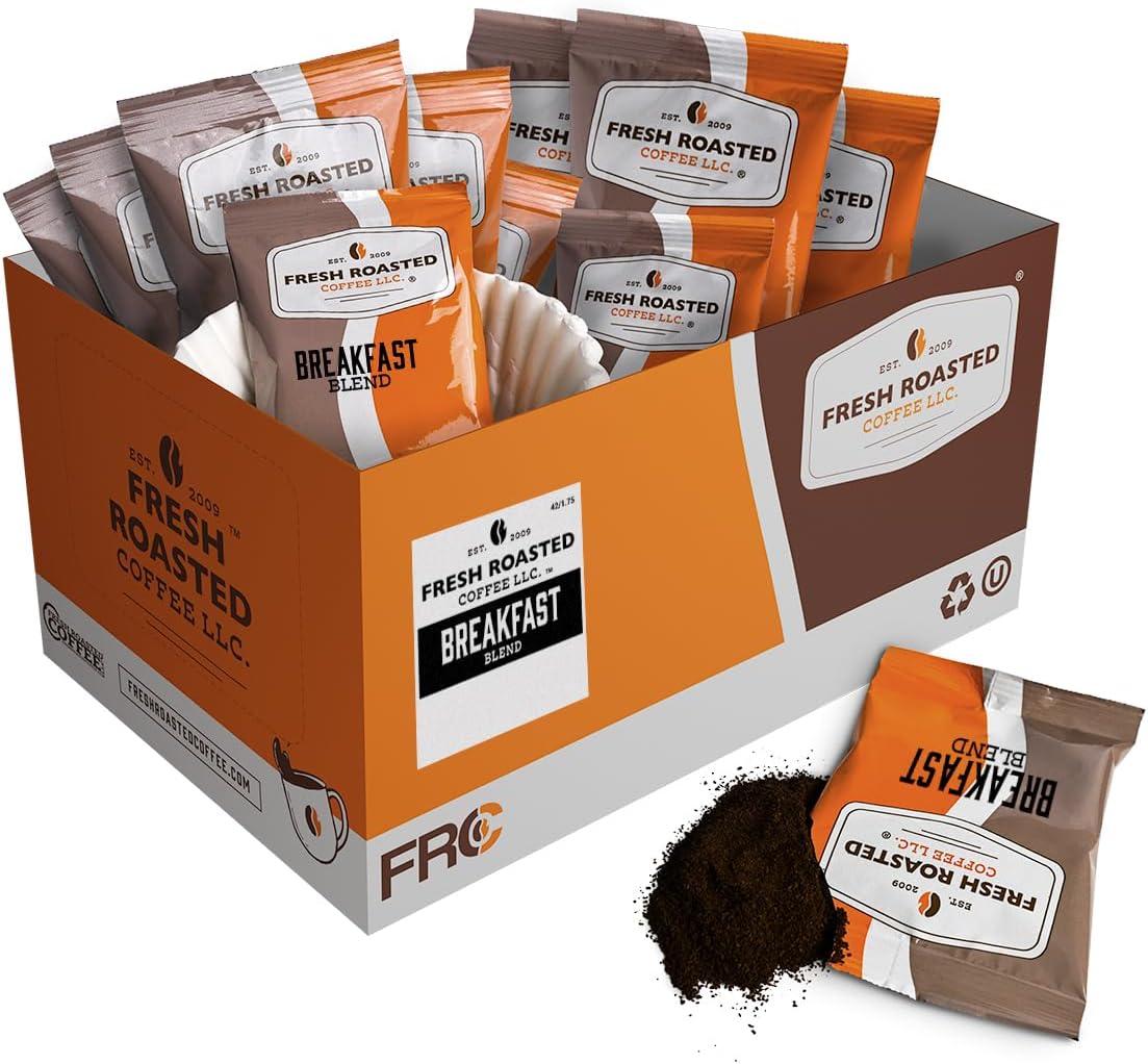Fresh Roasted Coffee, Breakfast Blend, Kosher, Pre-Ground Fractional Packs, 1.75 Ounce, 42 Count