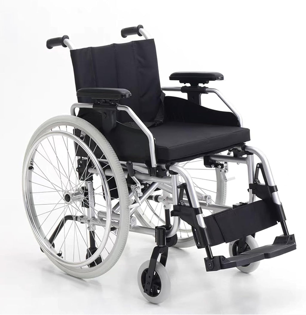 Sports and Leisure Wheelchairs for Adults,Aluminum Alloy Wheelchair, Lightweight Folding Transport Wheelchairs with Adjustable Footrest and Anti-tippers,220 lb Capacity