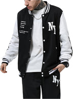 SOLY HUX Men's Varsity Jacket Color Block Letter Graphic Long Sleeve Baseball Jacket Bomber Coat