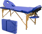 Elite Folding Wooden Massage Table, Blue, 194 x 70 cm, Leatherette, Portable, Folding Backrest, Removable Head, Face Hole, Adjustable Height, Up to 150 kg