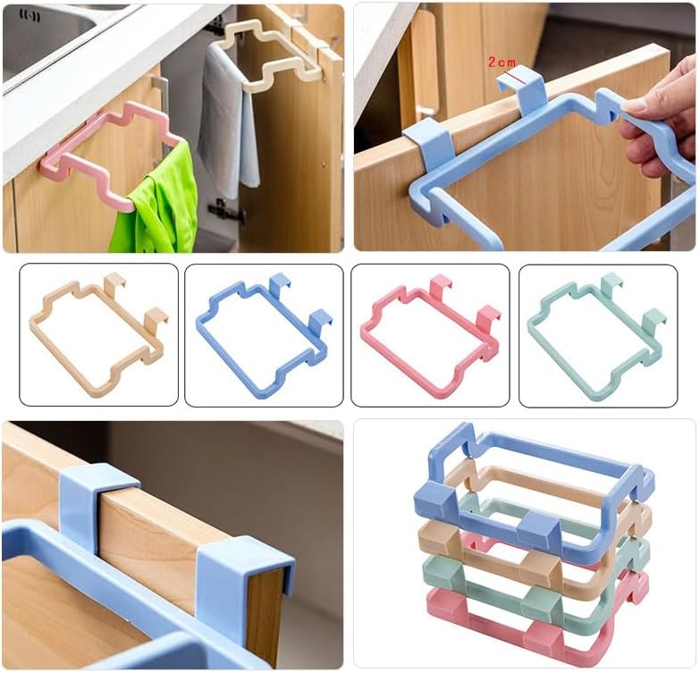 2PCS Over-The-Cabinet Garbage Container – Hanging Trash Bag Holder for Kitchen and Bathroom, Space-Saving Trash Bin Rack for Cabinet Doors, Easy Installation, No Drilling Required(Blue)