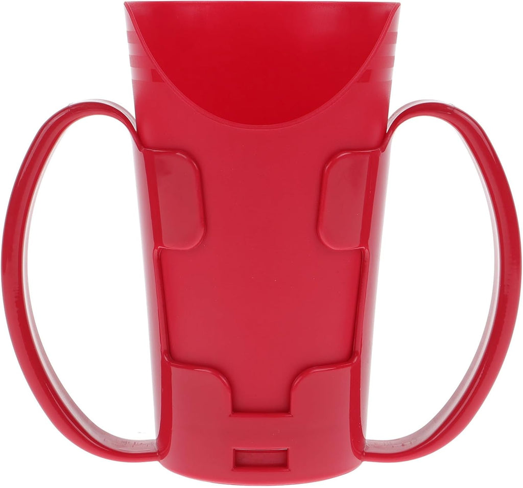 Elderly Nursing Drinking Cup with Two Handles, Red Choking-proof Spill-resistant Liquid Feeding Aid for Disabled Patients and Bedridden Care