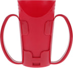 Elderly Nursing Drinking Cup with Two Handles, Red Choking-proof Spill-resistant Liquid Feeding Aid for Disabled Patients and Bedridden Care