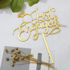 Acrylic Double Sided Gold Just Engaged Cake Topper for Engagement Party Decorations, Engaged Ring Sign,We're Engaged Cake Toppers (double-sided gold acrylic)