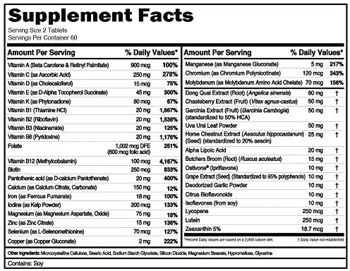 Evlution Nutrition Women's Multivitamin - Full Spectrum Vitamins & Minerals, Immune Health, Vitamin C & D, Iron, Zinc, Antioxidants & Bioflavonoids, Skin, Hair, Bone, Eye Health, 120 Tablets, 60 Days