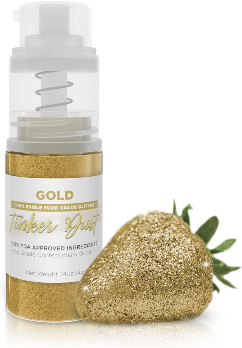 Bakell - Gold Tinker Dust (4g, 1x Mini Spray Pump) Edible Glitter for Food, Desserts, and Beverages!