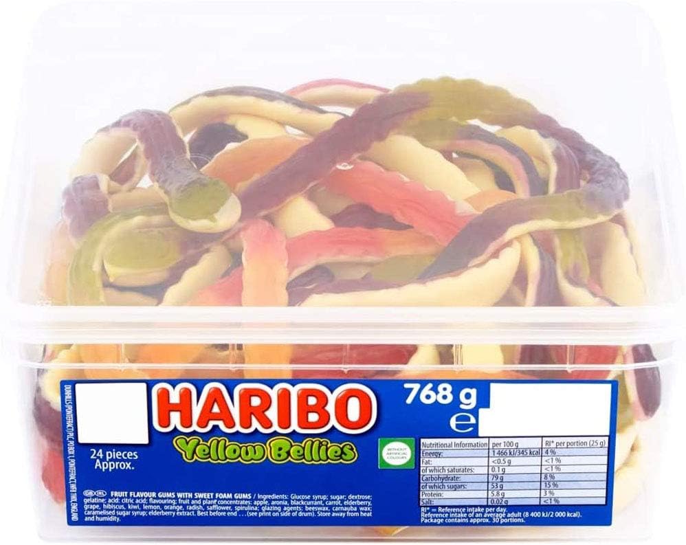 Haribo Yellow Belly snakes 1 tub by Haribo