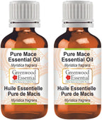 Greenwood Essential Pure Mace Essential Oil (Myristica fragrans) Steam Distilled (Pack of Two) 100ml X 2 (6.76 oz)