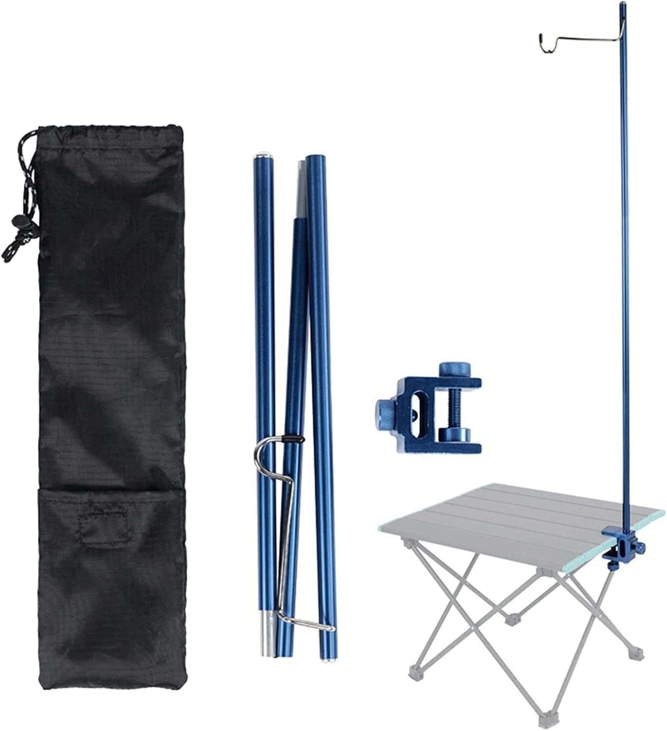 Iv - Stainless Steel drip Pole, IV Bag Holder with 1 Hook, Portable Infusion Stand for Elderly, Home Care, Hospital and Clinic.(Blue)
