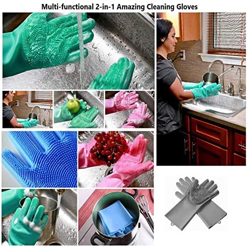 Magic Dishwashing Cleaning Sponge Gloves Reusable Silicone Brush Scrubber Gloves