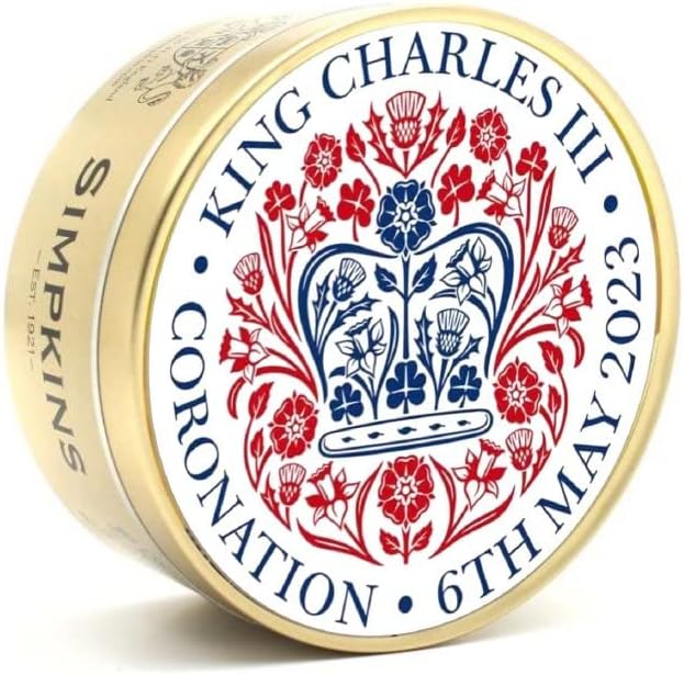 Coronation King Charles III Simpkins Mixed Fruit Tin - Coronation Variety Multi pack - All Natural & Gluten free Assorted Fruit drops 175g | Pack of 6 in Premier Life Store box