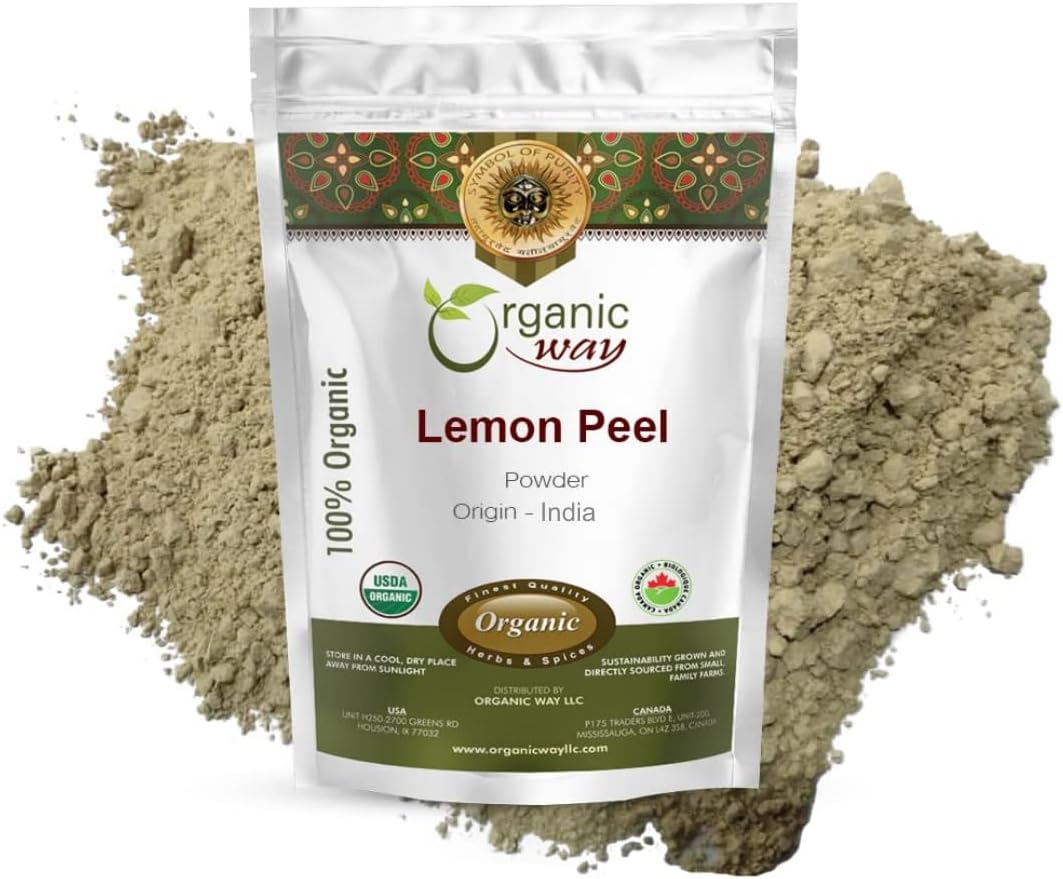 Organic Way Lemon Peel Powder (Citrus Limon) - Organic & Kosher Certified | Raw, Vegan, Non GMO & Gluten Free | USDA Certified | Origin - India (8 Ounce (Pack of 1))