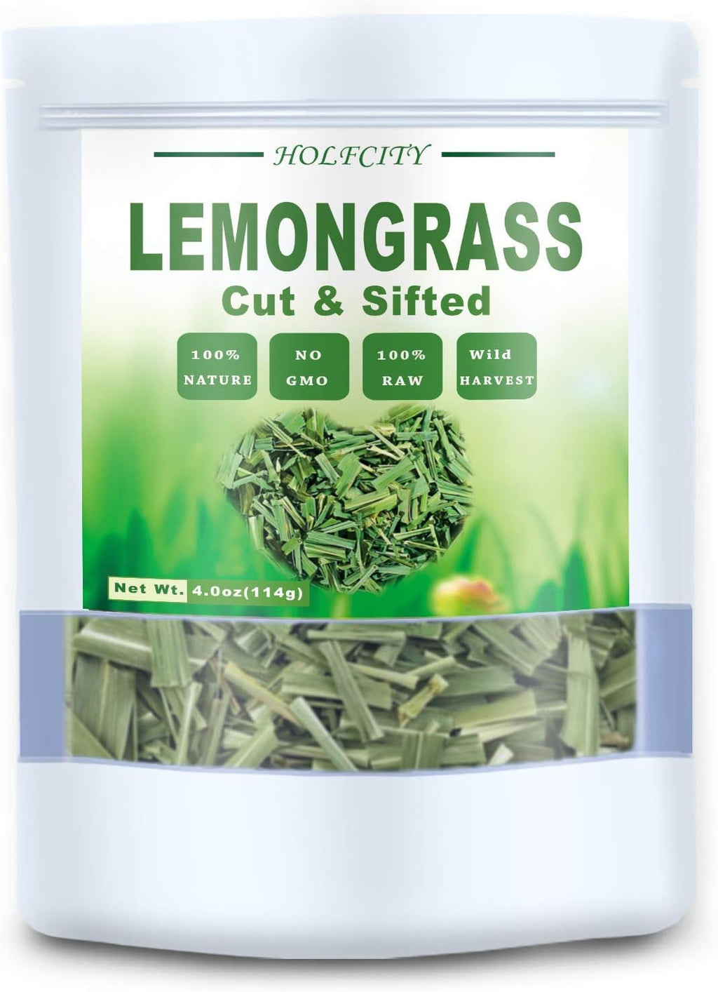 Dried Premium Lemongrass Leaves, Lemon Grass Loose Leaves Tea, Citronella for Thai Food and Herbal Tea, Cut & Sifted, Bulk Spices (4.0 oz)