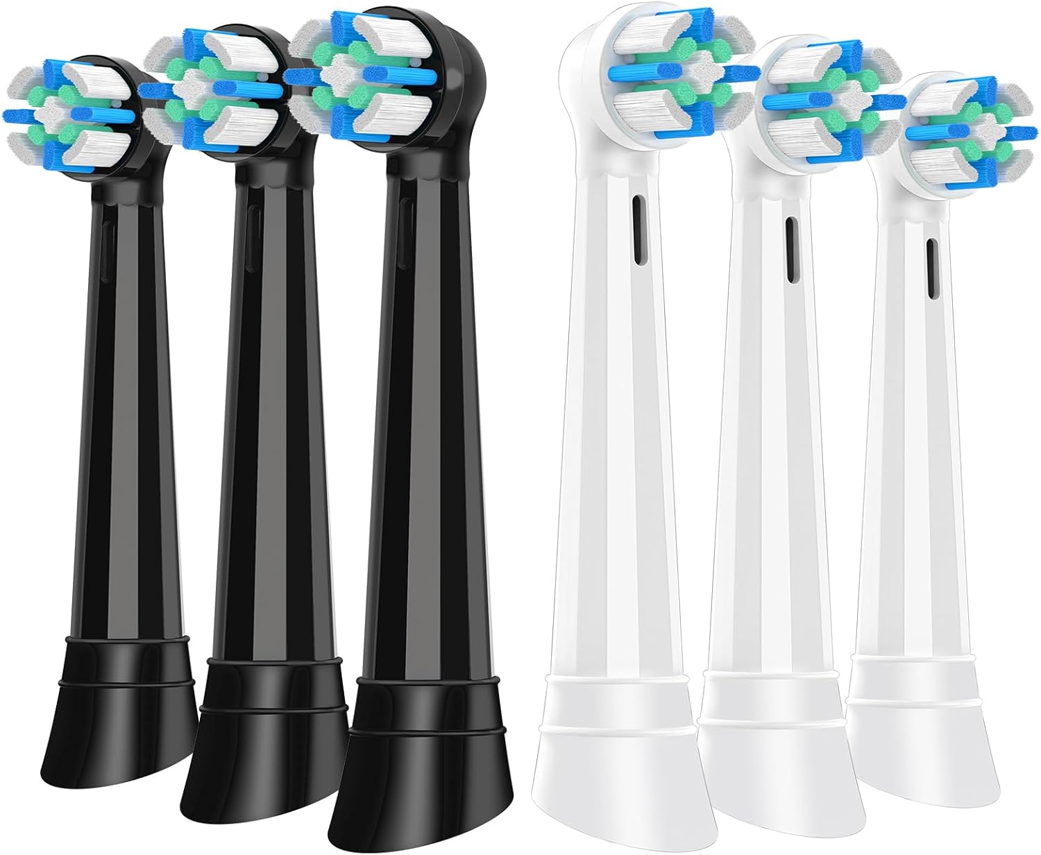 Replacement Heads Compatible with Oral B iO for Gentle Dental Care, Toothbrush Compatible with Oral B iO 2/3/4/5/6/7/8/9/10 Series Electric Toothbrush, Medium Bristles (6 Black/White)