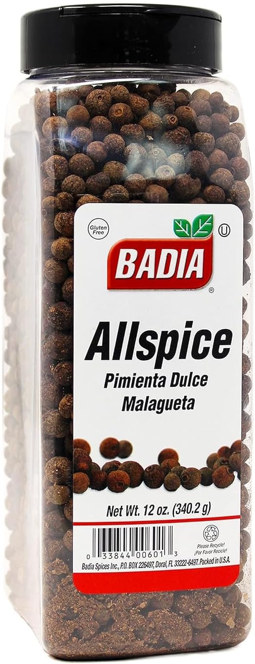 Badia Allspice Whole, 12 oz – Warm & Fragrant Spice with Notes of Cinnamon, Nutmeg & Clove – Perfect for Baking, Cooking & Pickling