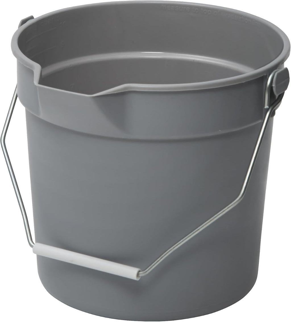 Winco Heavy-Duty Plastic Bucket/Utility Pail with Pour Spout, 10 Quarts, Gray
