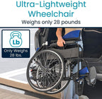 Vive Ultra Lightweight Wheelchair for Adults - Foldable & Collapsible Wheel Chair w/Adjustable Leg Rest & Footrest for Seniors ‌