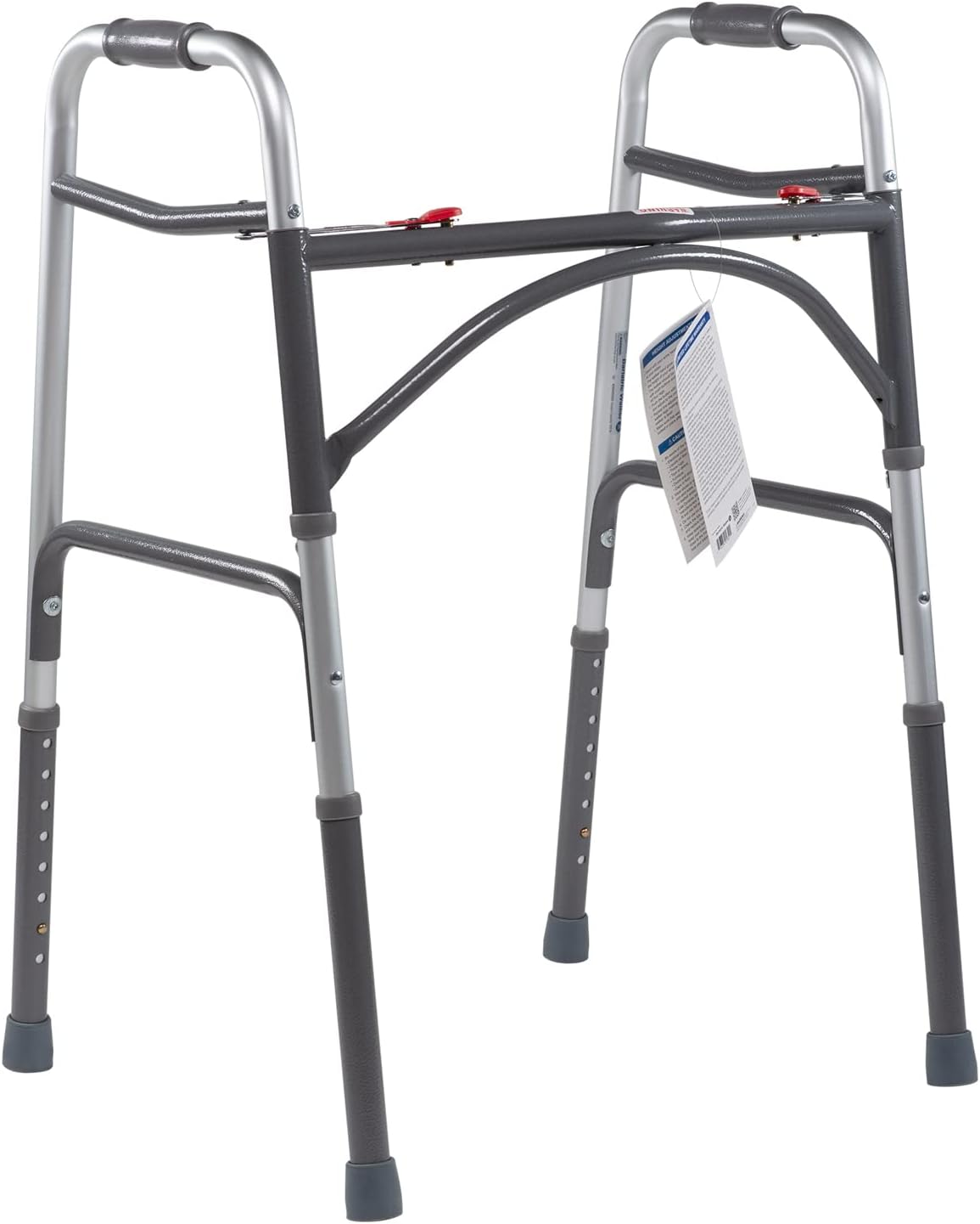Dynarex Heavy Duty Bariatric Walker is a Foldable, Stand-Up Walker with Tool-Free Adjustable Height up to 39” & 500 Pound Weight Capacity, Silver, 1 Dynarex Heavy Duty Bariatric Walker