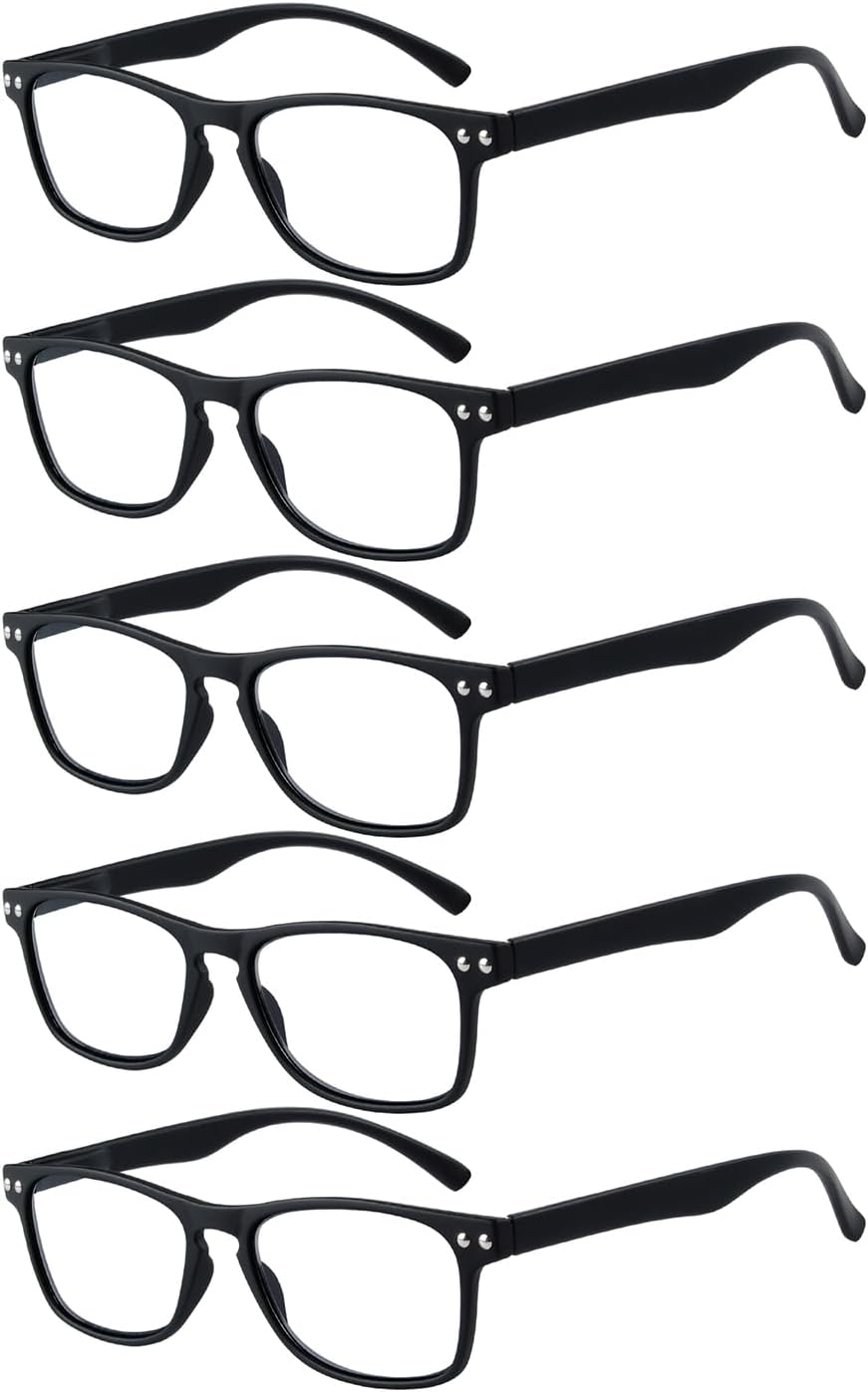 Eyekepper Ultrathin Flex Frame 5-Pack 80's Reading Glasses Black +4.0