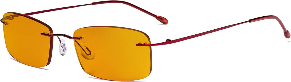 Eyekepper Titanium Rimless Orange Tinted Lenses Computer Reading Glasses Readers Men Women