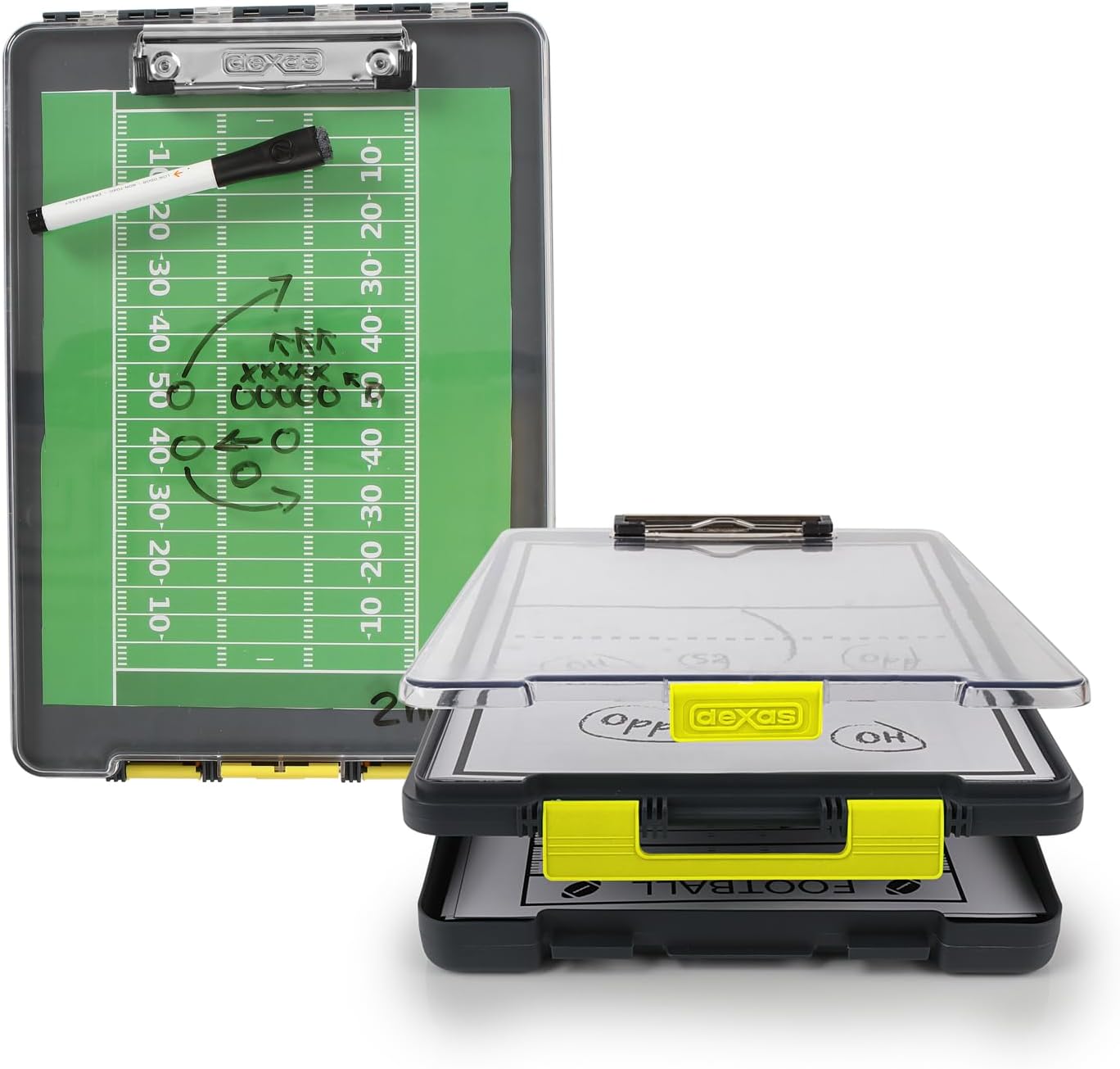 Dexas Clearview Clipcase Clipboard, 13.75 x 9.5 in, Gray/Yellow. See Papers Clearly Outdoors, Stay Organized and Dry. Ideal for Coaching, Teaching, homeschooling, Art, Trades, and Medical pros.