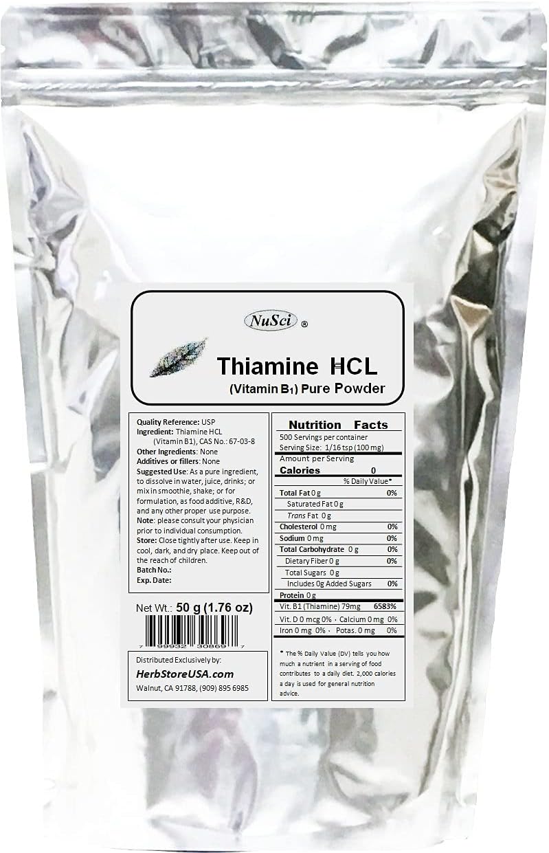 Thiamine HCL Vitamin B1 Pure Powder Energy (50 Grams (1.76 oz))
