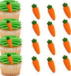 24pk Medium Carrot Sugar Decoration Toppers for Cakes Cupcakes Cake Pops