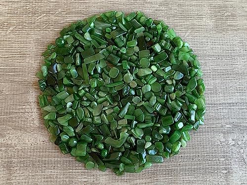 WHOLESALE Natural Semi Tumbled Nephrite Jade Gemstone Chips, Crushed Mini Crystals, Undrilled Crystal Chips (Nephrite Jade, 0.25 Pound)