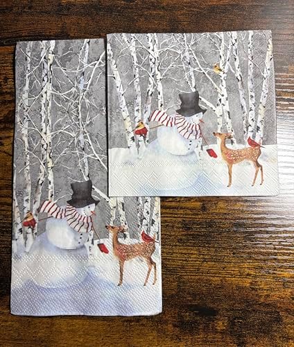 Boston International C840300 IHR Cocktail Beverage Paper Napkins, 5 x 5-Inches, Snowy Fawn Friends