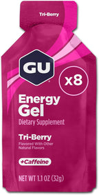 GU Energy Original Sports Nutrition Energy Gel, Vegan, Gluten-Free, Kosher, and Dairy-Free On-the-Go Energy for Any Workout, 8-Count, Tri-Berry