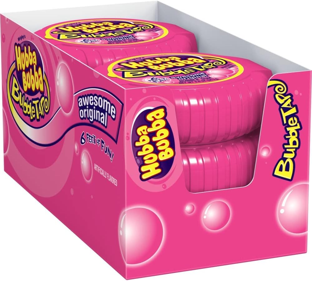 HUBBA BUBBA Bubble Gum Tape - Original Chewing Gum Bulk Pack, 2 oz, Pack of 6 Candy Bulk