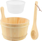 Sauna Bucket and Ladle Set - Wooden Bucket and Ladle, 1 Gallon (4 Liters) Water Capacity, Sauna Accessories Kit