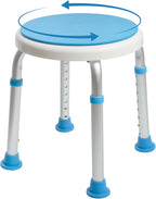 Vaunn Medical Tool-Free Assembly Adjustable Swivel Shower Stool Seat Bench with Anti-Slip Rubber Tips for Safety and Stability