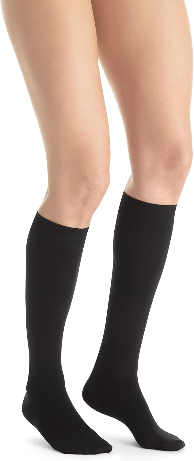 JOBST UltraSheer Knee-High Compression Stockings for Women - Closed Toe - Medical Compression 15-20 mmHg - For Varicose and Spider Veins - Helps Prevent Swelling - Classic Black, Medium