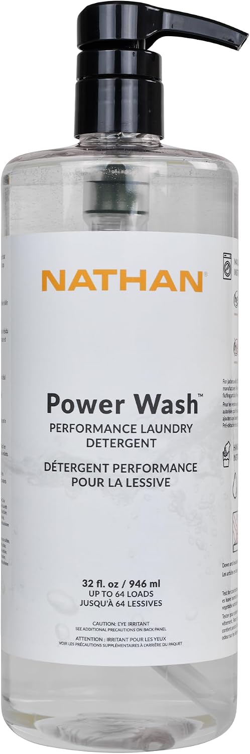 Nathan Power Wash Detergent, Natural Sport Detergent for Active Wear, Sports Equipment, Gets Rid of Odors and Stains