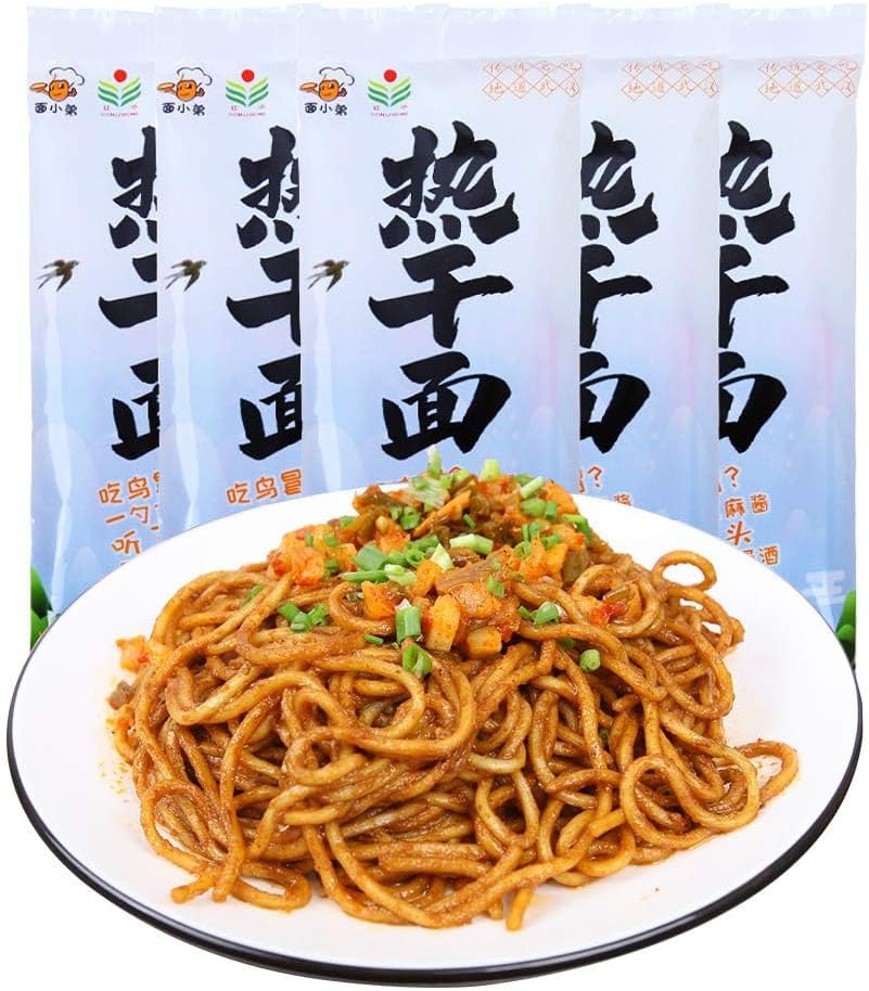 170g*5Bags Sesame Hot Dry Noodles,Spicy Dry Mixed Noodles with Seasoning Sauce Package,Wuhan Vegetarian Vermicelli,Chinese Specialties Authentic Traditional Classic Handmade Ramen Noodle,Chinese Gift