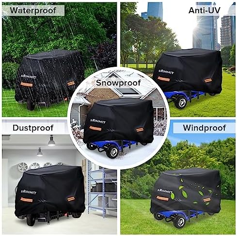 Upgraded Mobility Scooter Storage Cover,SRIMMIT Heavy Duty 420D Oxford Fabric Electric Scooter Cover, Waterproof,Anti-UV,Durable with Waterproof Strip,Reflective Strips,3 Buckles(L49"x 23"x 39"）