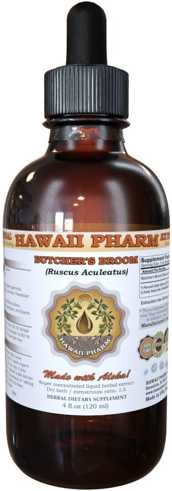 Butcher's Broom Liquid Extract, Butcher's Broom (Ruscus aculeatus) Tincture Supplement 2 oz